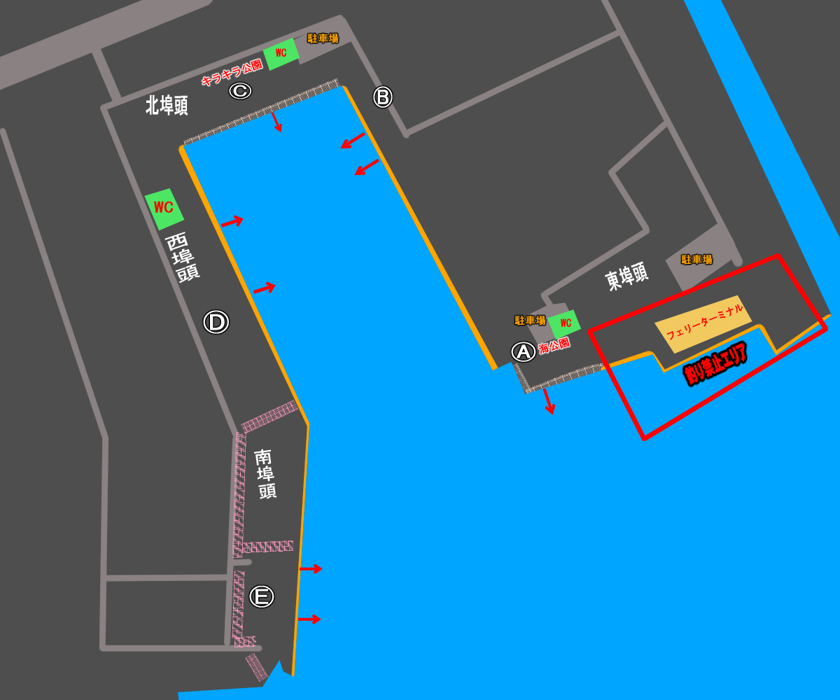 北海道 釣り場案内外伝 苫小牧西港 フェリーターミナルエリア Ver 2 北海道 道南 釣り情報サイト 釣りクマ